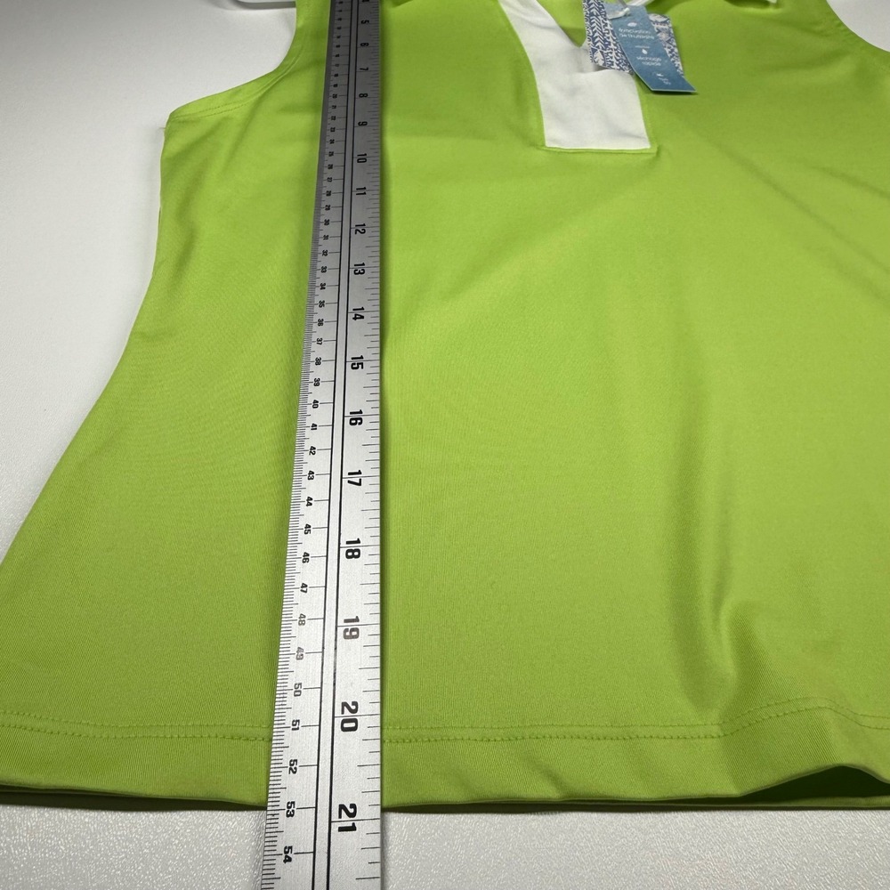 Sigrid Olsen Golf Tennis Sleeveless Polo Top NWT UPF 50 Lime Green Athletic Med - Picture 8 of 12